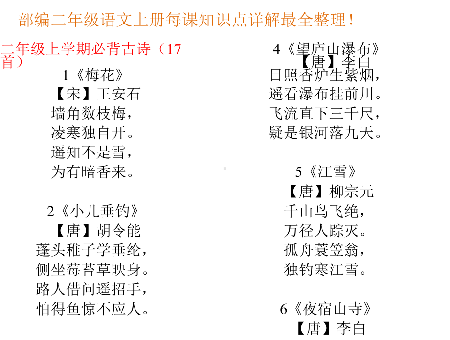 部编二年级语文上册每课知识点详解最全整理课件.pptx_第1页