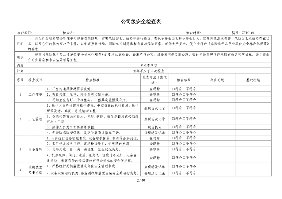 企业安全检查表汇总(全套)（参考1）参考模板范本.doc_第3页