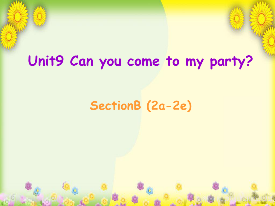 精致课件Unit 9 Can you come to my party Section B(2a 2e)课件.ppt（纯ppt,不包含音视频素材）_第1页