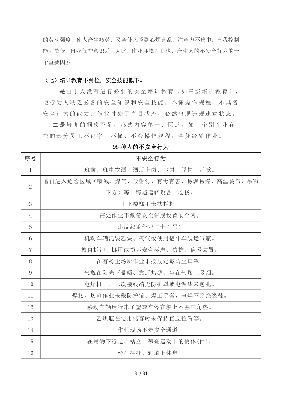 企业98项人的不安全行为219个安全生产技术要点参考模板范本.doc_第3页