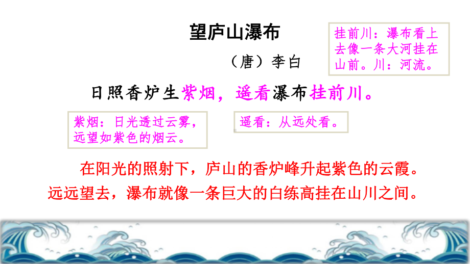 统编版小学语文二年级上册第四单元《8 古诗二首 望庐山瀑布》品读释疑课件.ppt_第3页