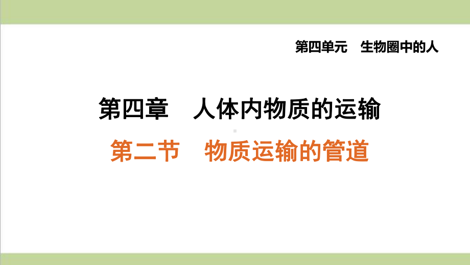 鲁科版五四制七年级上册生物 42 物质运输的管道 重点习题练习复习课件.ppt_第1页