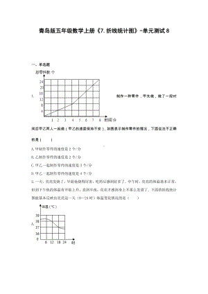 五年级数学上册试题 -《7.折线统计图》单元测试青岛版（含答案） (1).docx