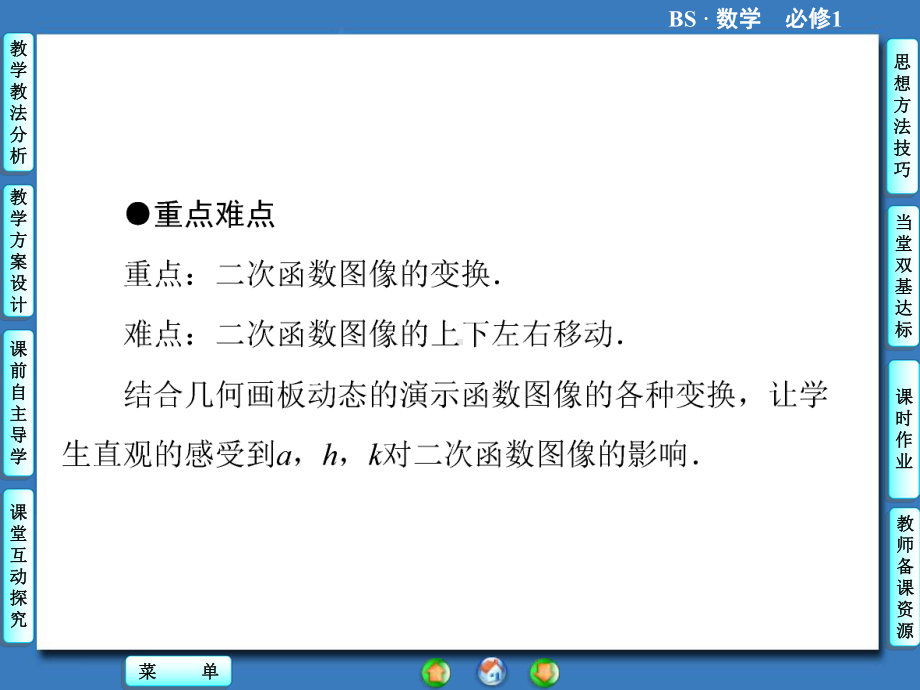 高中北师大版数学同步教学参考课件必修一 第2章 41二次函数的图像.ppt_第3页