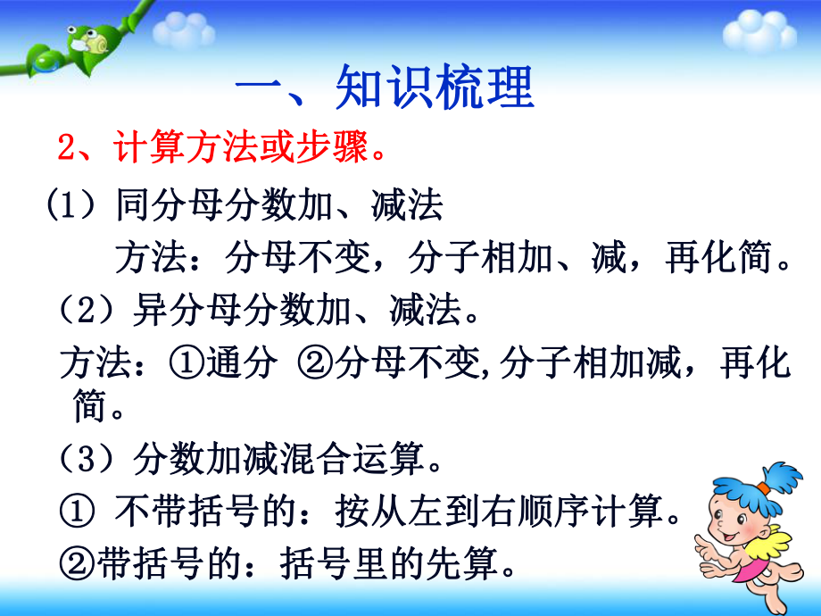 青岛版六三制五年级下册数学《分数加减法整理与复习》课件.ppt_第3页