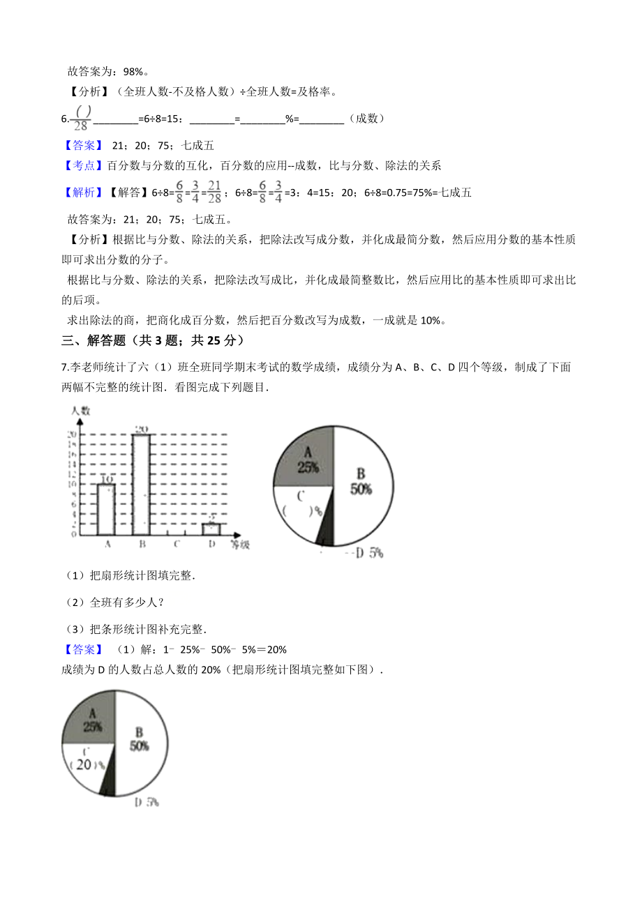 六年级上册数学试题-百分数（一）-142-人教新课标 含答案.docx_第2页