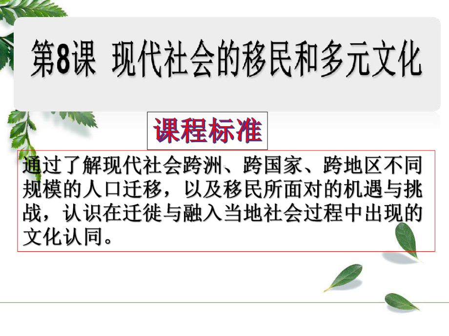 高中历史人教统编版选择性必修3现代社会的“移民”和多元文化课件.ppt_第2页