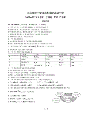 广东省东莞市东华高级 东华松山湖高级 2022-2023学年第一学期高一年级联考化学试题.pdf