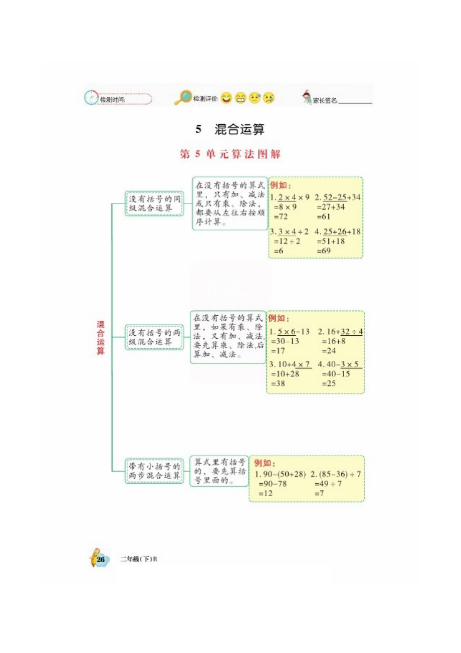 二年级数学下册一课一练 第五单元课时练（图片版无答案）人教版.docx_第1页