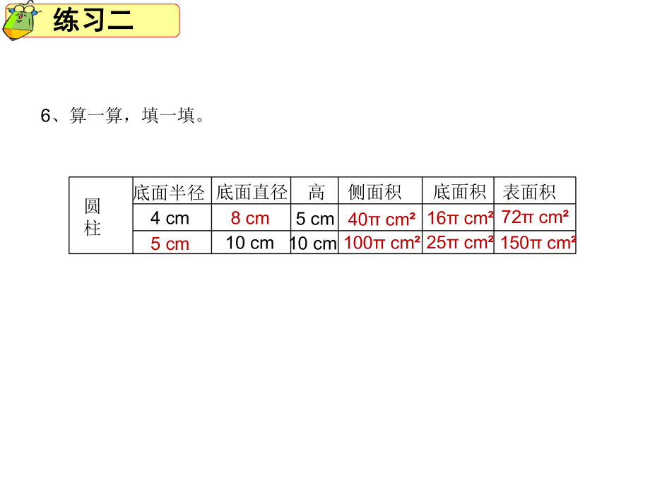 六年级数学下册课件06.《圆柱的表面积练习》苏教版 (共16张PPT).ppt_第2页