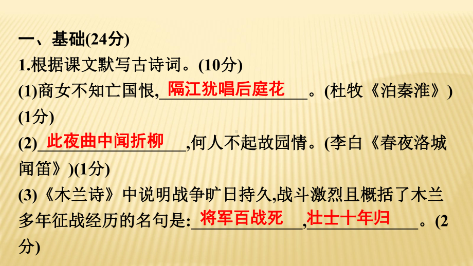 2021年春人教版七年级语文下册单元试题课件★★第四单元达标测试.pptx_第2页