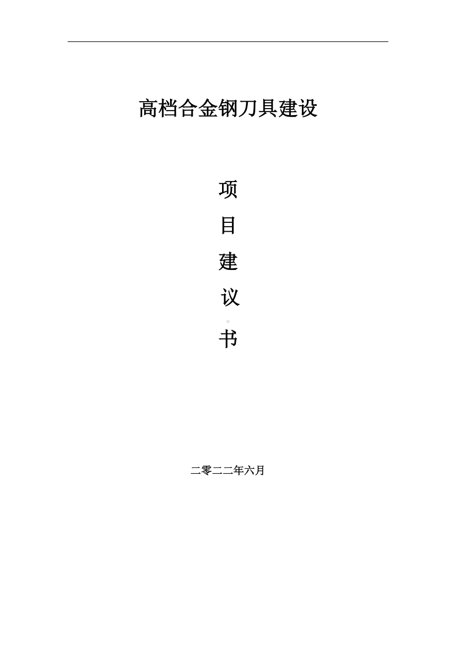 高档合金钢刀具项目建议书（写作模板）.doc_第1页