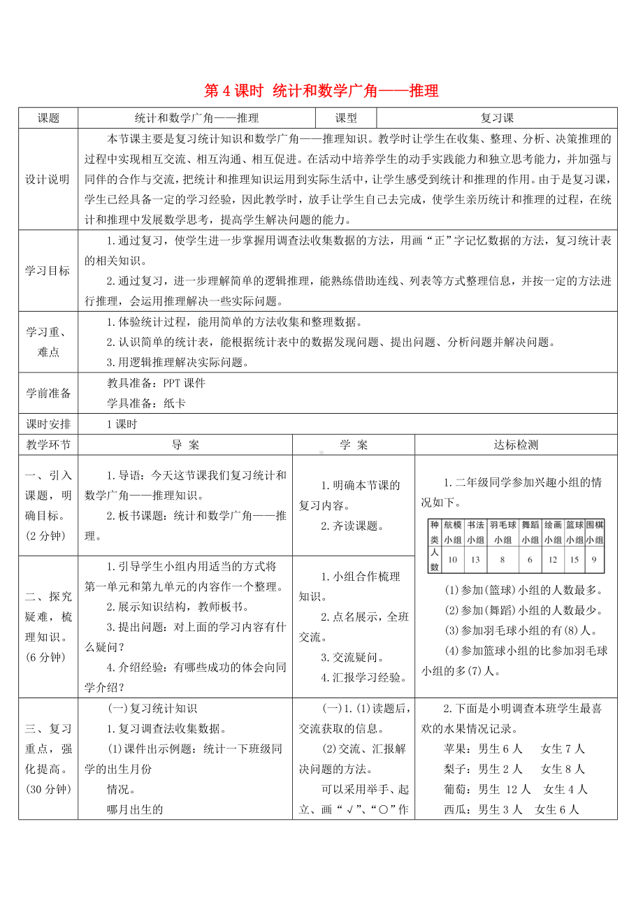 二年级数学下册10总复习第4课时统计和数学广角--推理导学案新人教版.doc_第1页