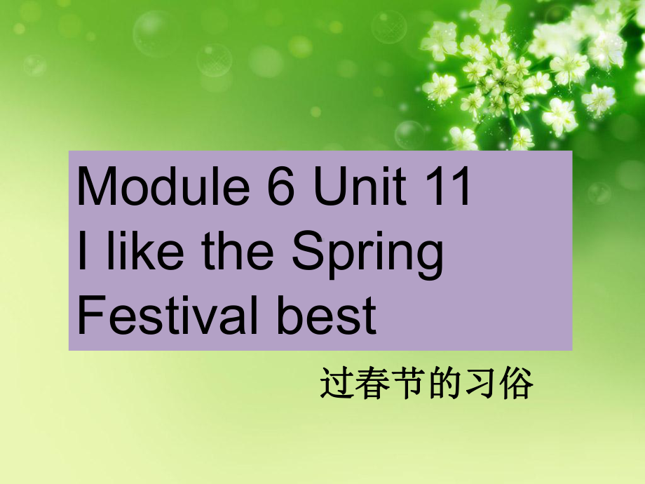 Module-6-Unit-11-I-like-the-spring-festival-best-过春节习俗课件.ppt（纯ppt,不包含音视频素材）_第1页