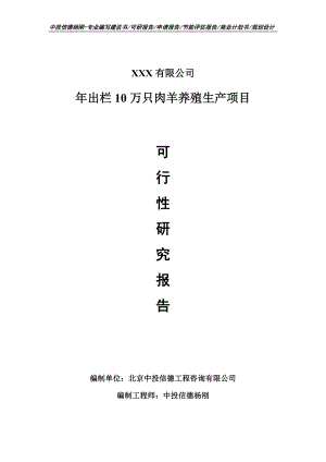 年出栏10万只肉羊养殖生产项目可行性研究报告申请备案.doc