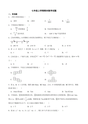 黑龙江省齐齐哈尔市铁锋区2022年七年级上学期期末数学试题及答案.docx