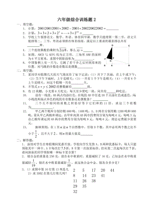 六年级下册数学试题- 小升初综合训练题2（含答案）全国通用.doc