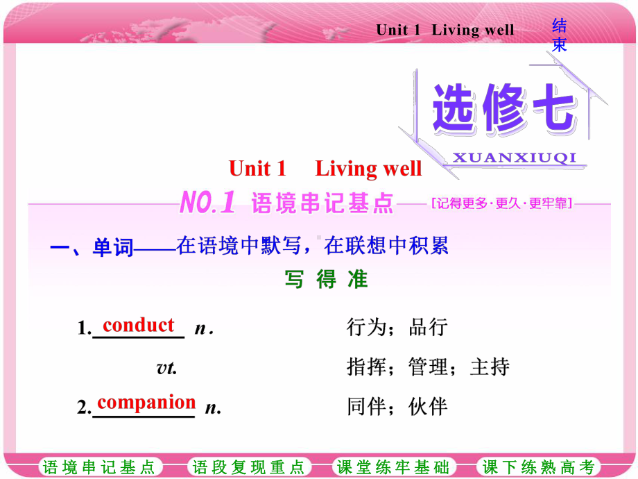 人教版高三英语一轮复习课件：选修七-Unit-1-Living-well.ppt（纯ppt,不包含音视频素材）_第1页