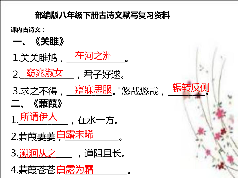 部编版八年级下册古诗文默写复习资料课件.ppt_第1页