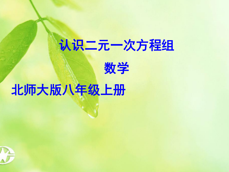 北师大版数学八年级上册《认识二元一次方程组》课件.ppt_第1页