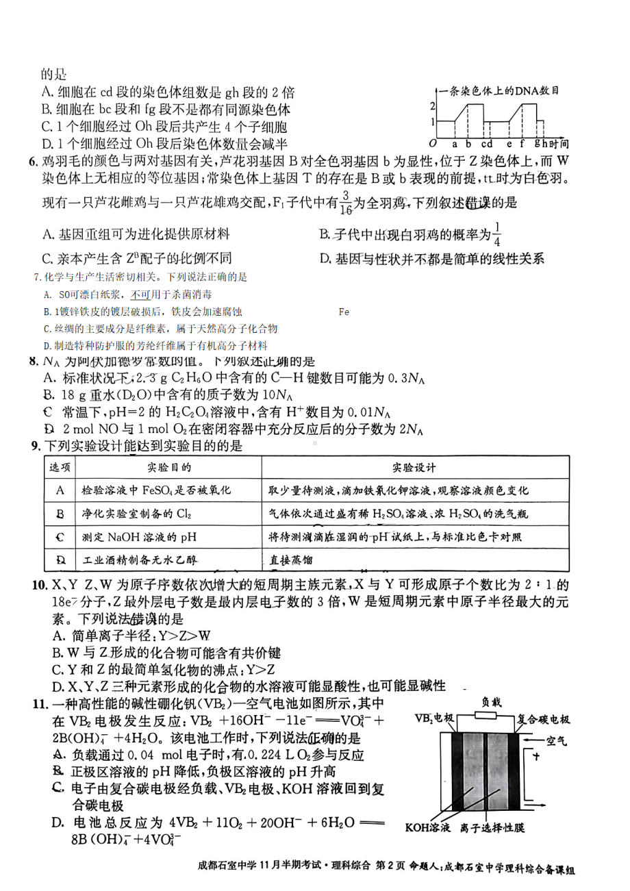 四川省成都市石室 2022-2023学年高三上学期11月期中考试 理综.pdf_第2页