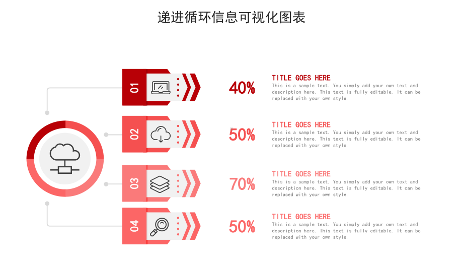 红色递进循环关系经典创意图表集课件.pptx_第3页