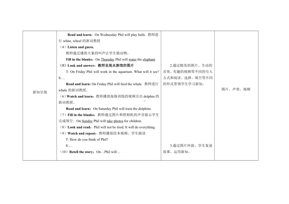 四年级英语下册教案-Module 3 Unit 2 On Monday I'll go swimming（1）-外研版（三起）.doc_第3页