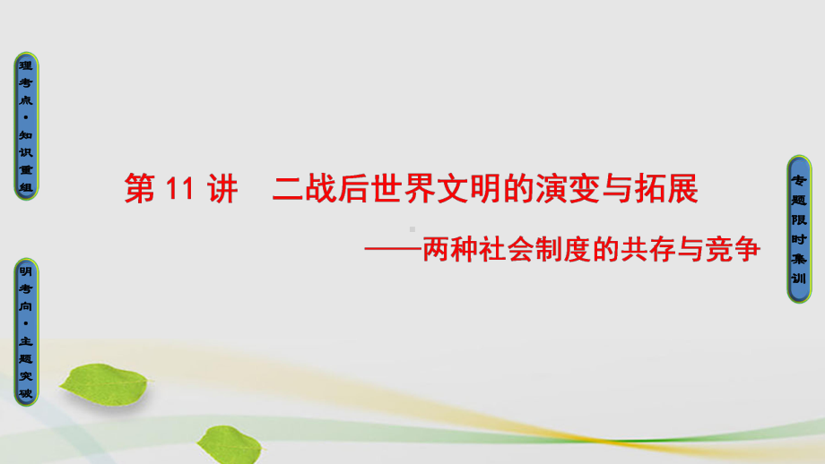 高三历史二轮复习第1部分现代篇第11讲二战后世界文明的演变与拓展课件.ppt_第1页