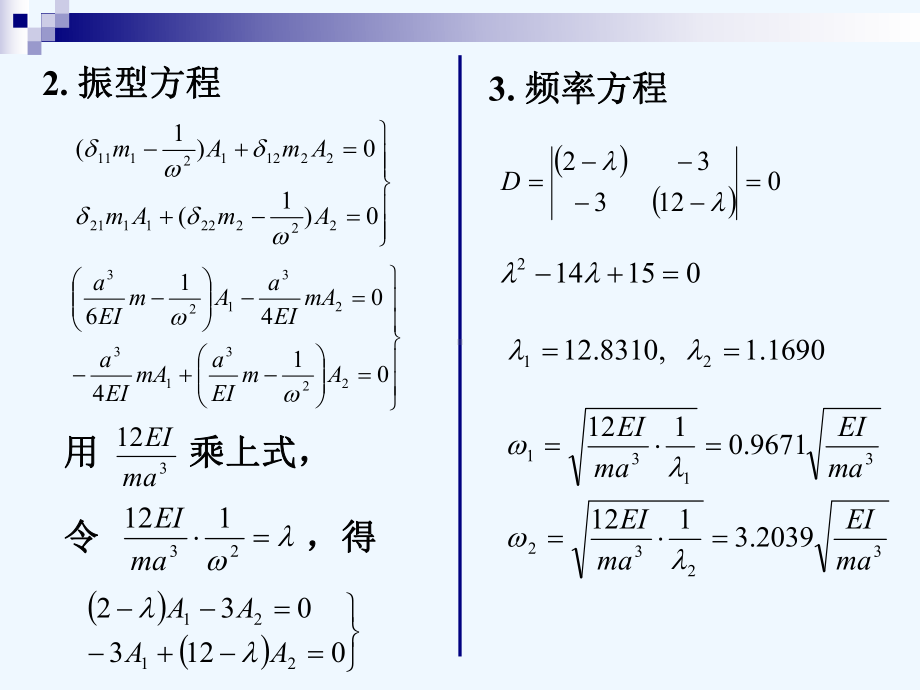 两个自由度体系自由振动例题课件.ppt_第3页