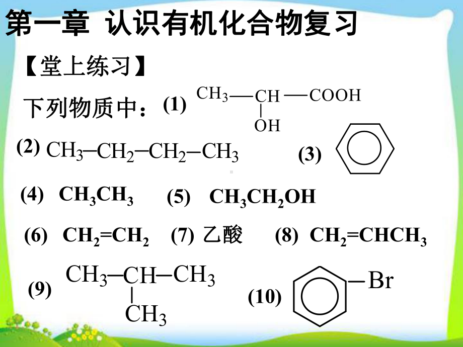 第一章-认识有机化合物-单元复习课件(人教版化学选修5).ppt_第1页