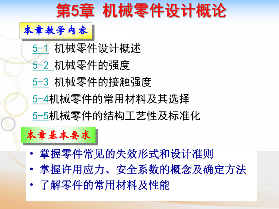 机械设计基础-教学课件-樊智敏-第5章-机械零件设计概论.ppt_第1页