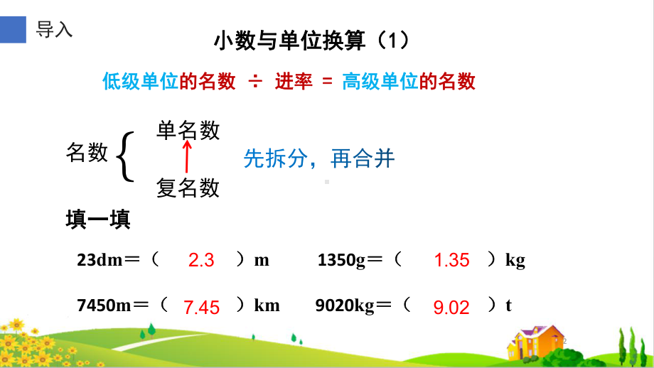 四年级数学下册课件-4.4 小数与单位换算4-人教版(共13张PPT).pptx_第2页