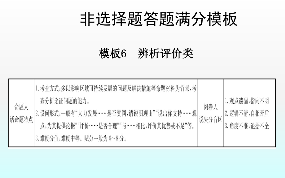 高考地理非选择题答题满分模板辨析评价类课件.ppt_第1页