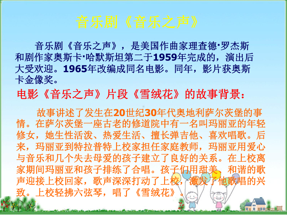 人教版小学六年级音乐上册(简谱)雪绒花-课件1.ppt（纯ppt,无音视频）_第3页