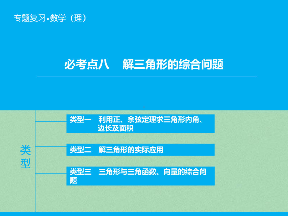 高考数学二轮复习-第1部分-专题3-必考点8-解三角形的综合问题课件-理.ppt_第1页