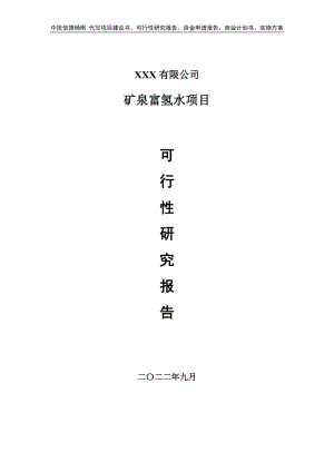 矿泉富氢水项目可行性研究报告建议书.doc