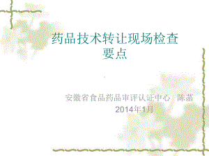 药品技术转让现场检查要点-安徽食品药品审评认证中心课件.ppt