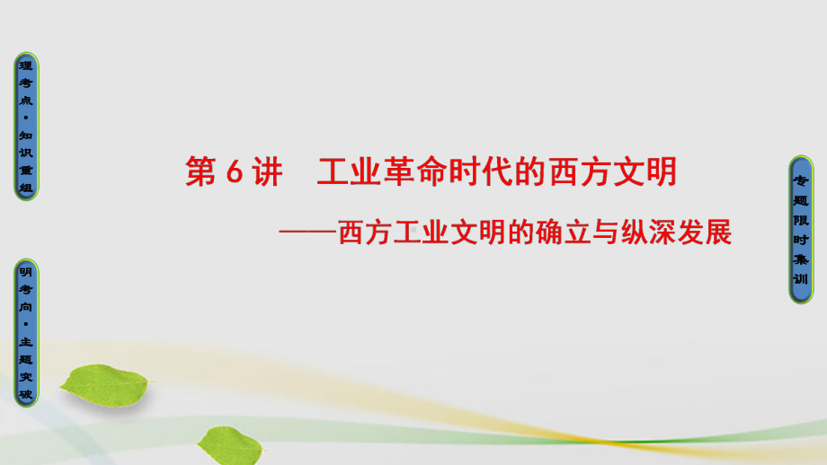 高三历史二轮复习第1部分近代篇第6讲工业革命时代的西方文明课件.ppt_第1页