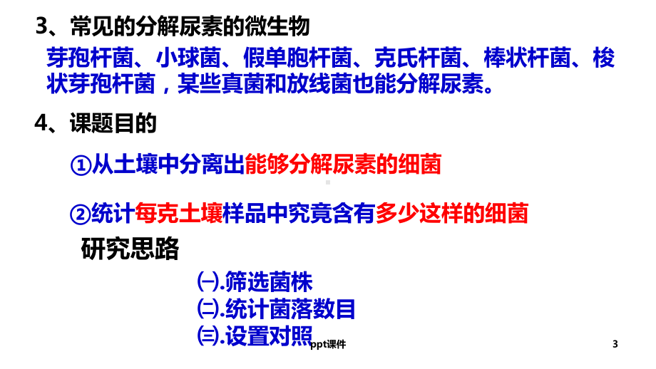 土壤中分解尿素的细菌的分离与计数(公开课)课件.ppt_第3页