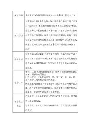 四年级下册数学教案-总复习 图形与几何｜北师大版.doc