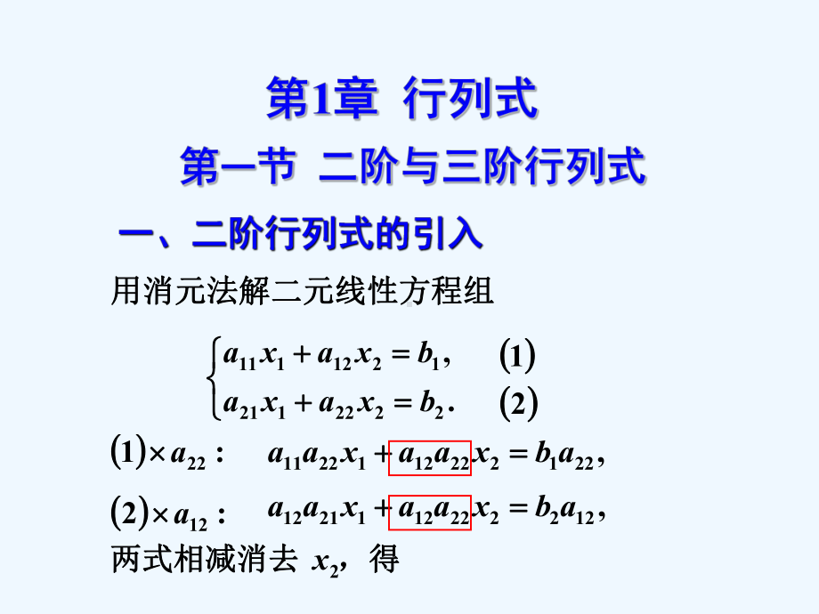 线性代数第1章行列式二阶与三阶行列式1-1课件.ppt_第1页