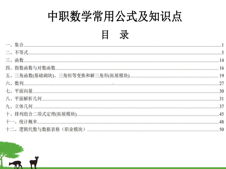 中职数学对口升学考试复习常用公式及知识点总结填空图片版课件.pptx_第1页