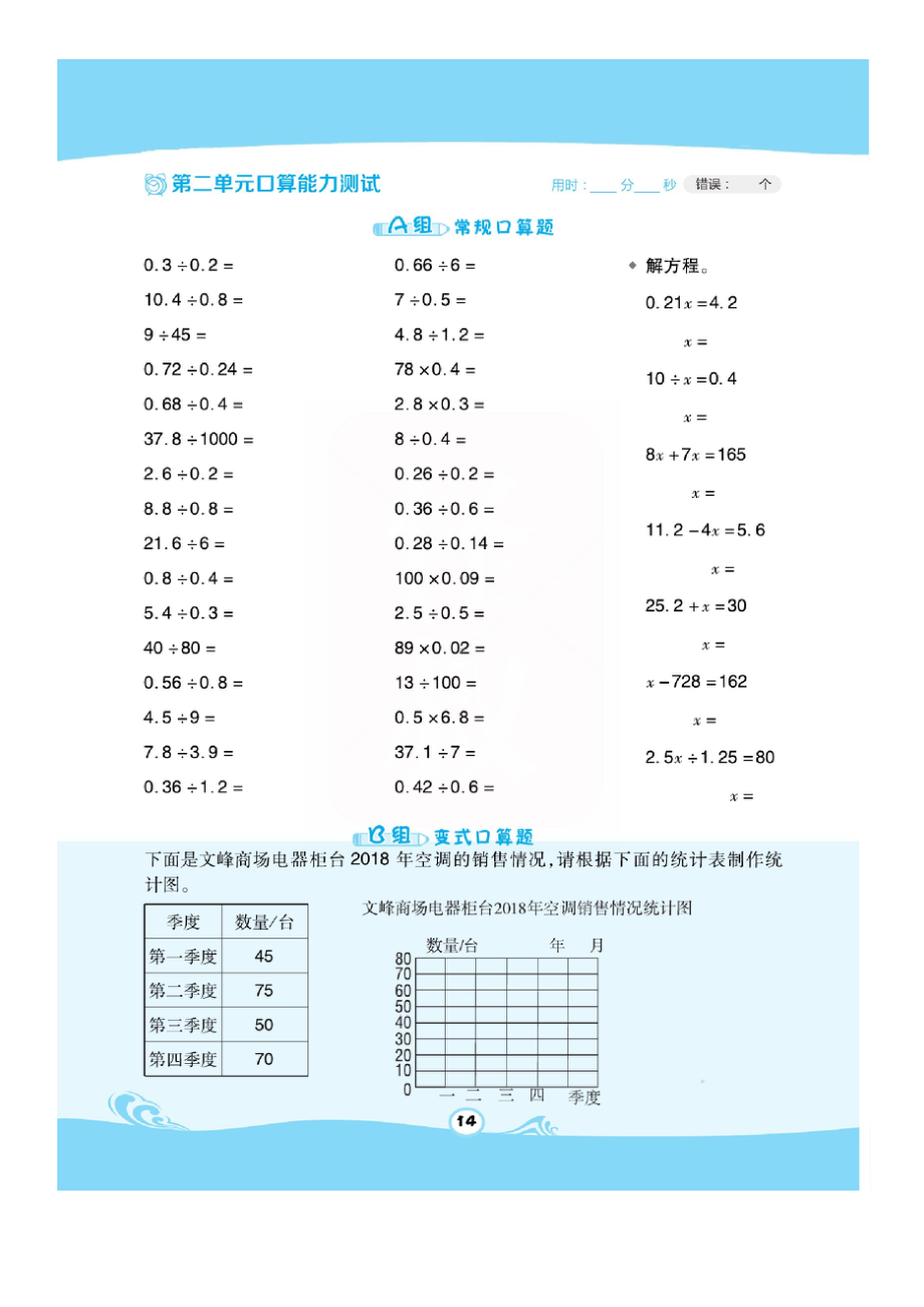 五年级下册数学试题 全册单元口算能力测试（图片版无答案） 苏教版.docx_第2页