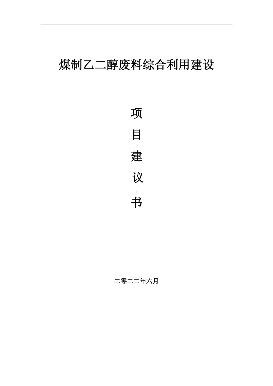 煤制乙二醇废料综合利用项目建议书（写作模板）.doc_第1页