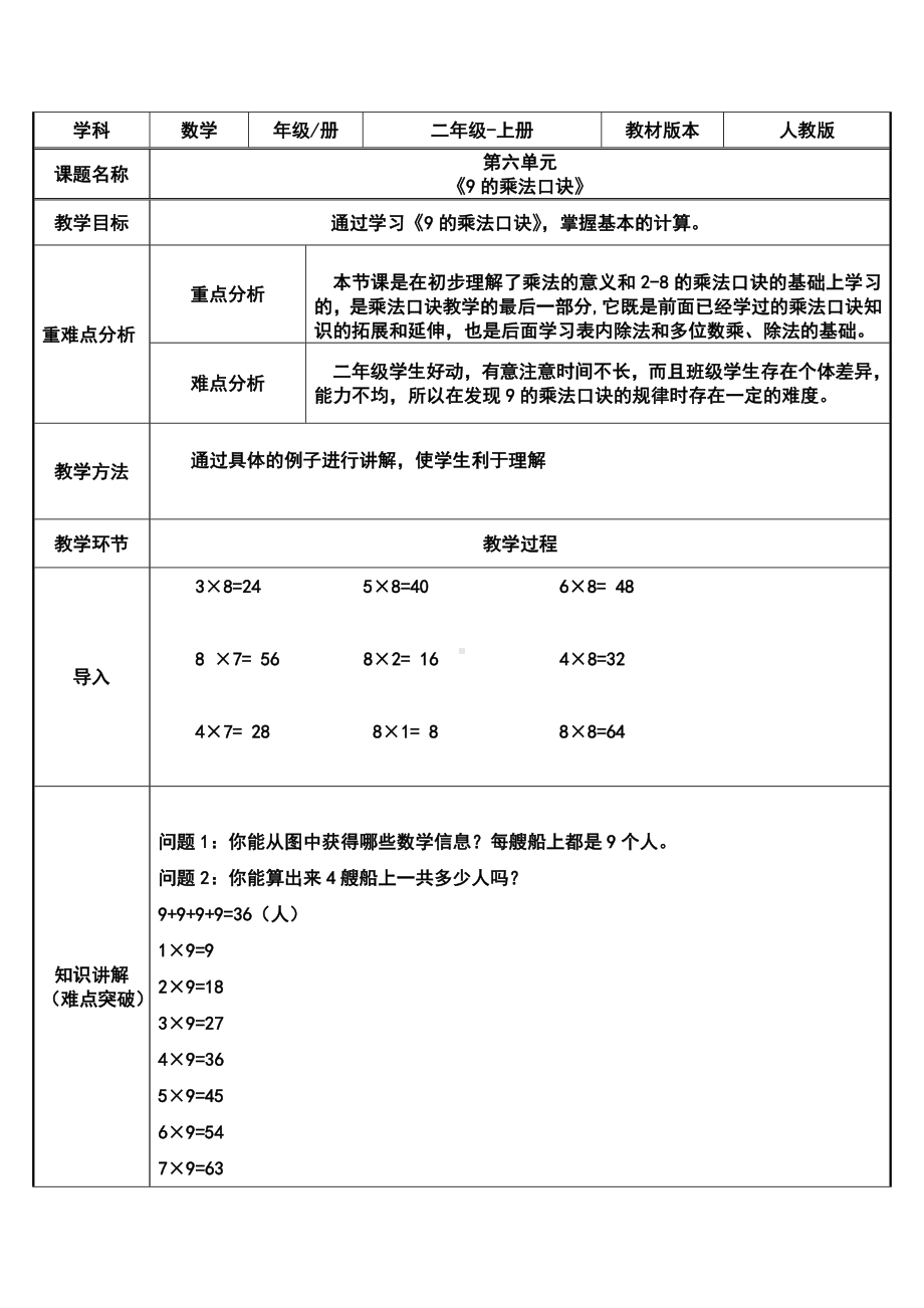 二年级数学上册教案-6.39的乘法口诀15-人教版.doc_第1页