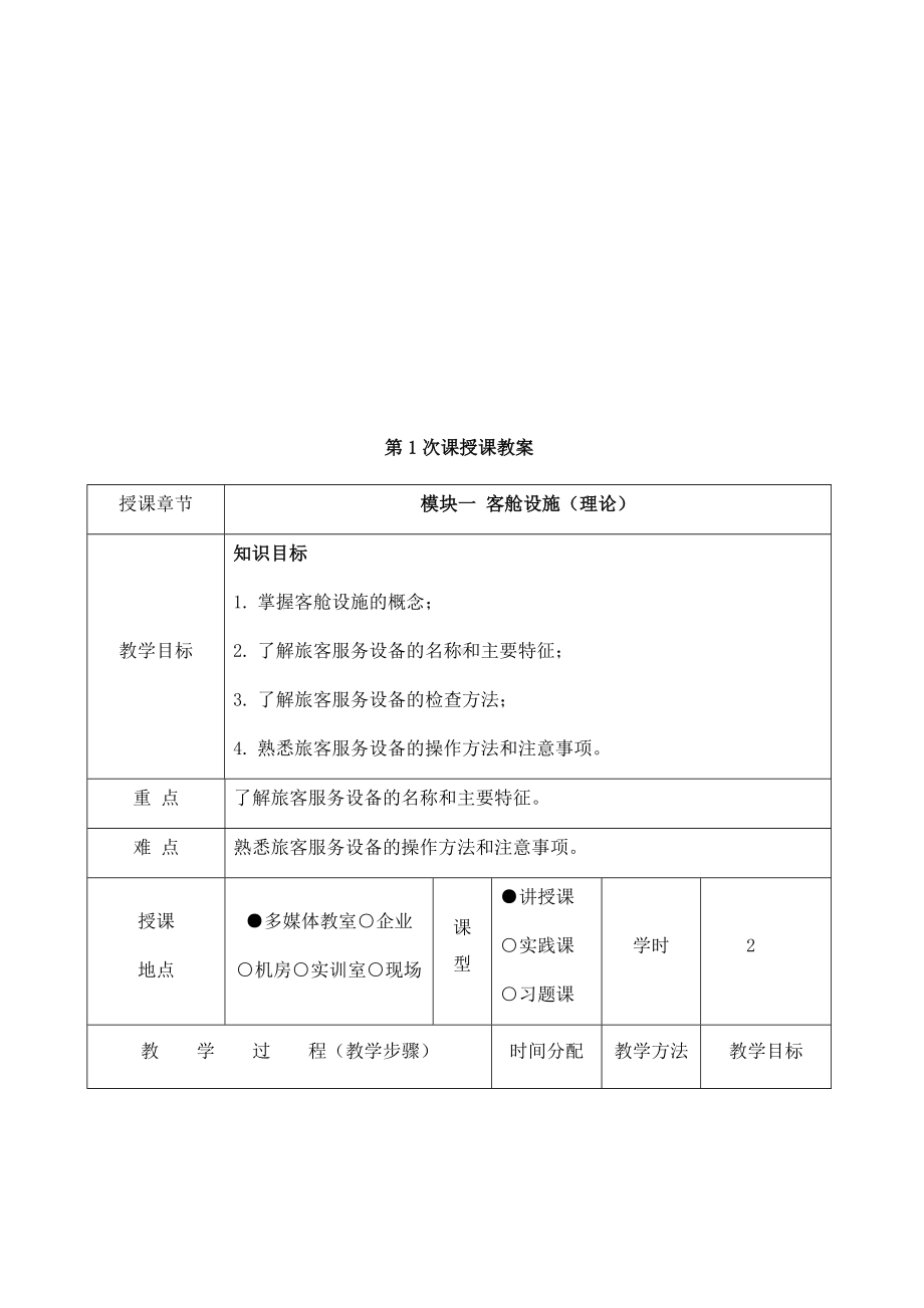 《客舱设施与服务》教材教案（模块一）.docx_第2页