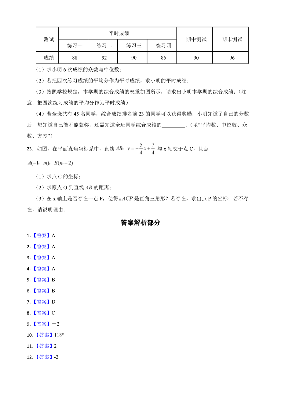 云南省文山州马关县2022年八年级上学期期末考试数学试题及答案.docx_第3页