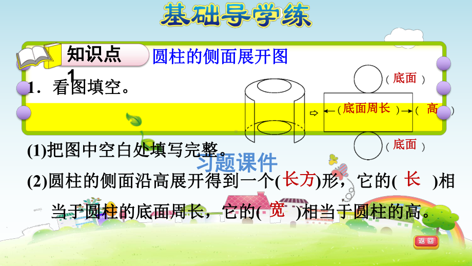 六年级下册数学课件-课后练习：3.1习题2 圆柱的认识-圆柱的展开图 人教版(共10张PPT).ppt_第3页