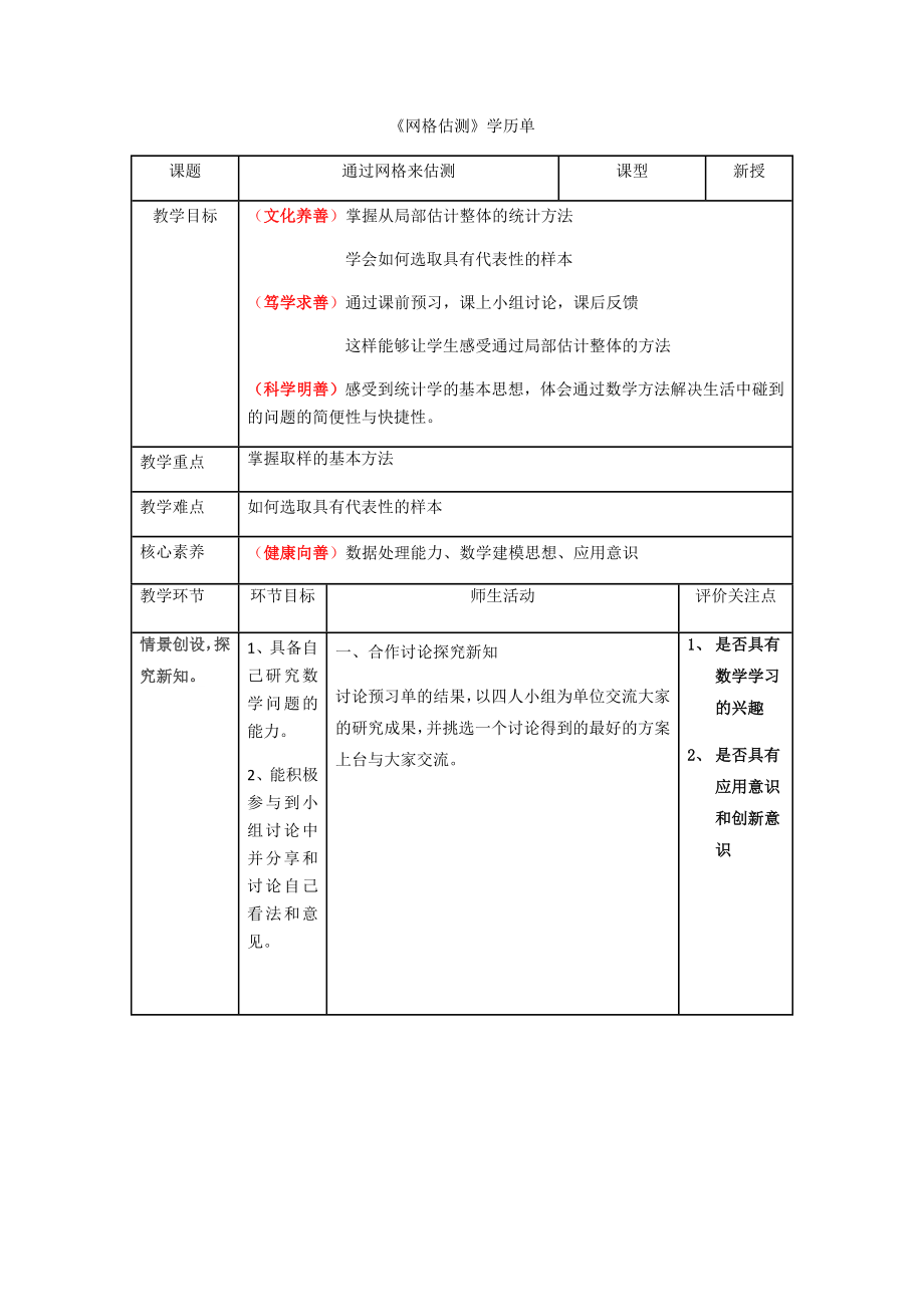 四年级上册数学教案-6.5 整理与提高（数学广场-通过网格来估测）▏沪教版.docx_第1页