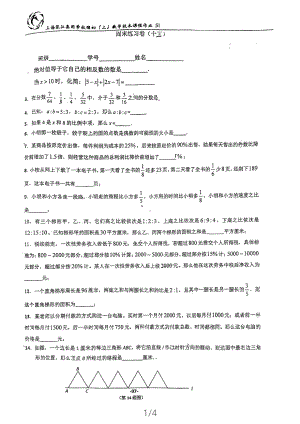 上海市张江集团学校六年级上学期数学周末练习（十三）及答案.pdf